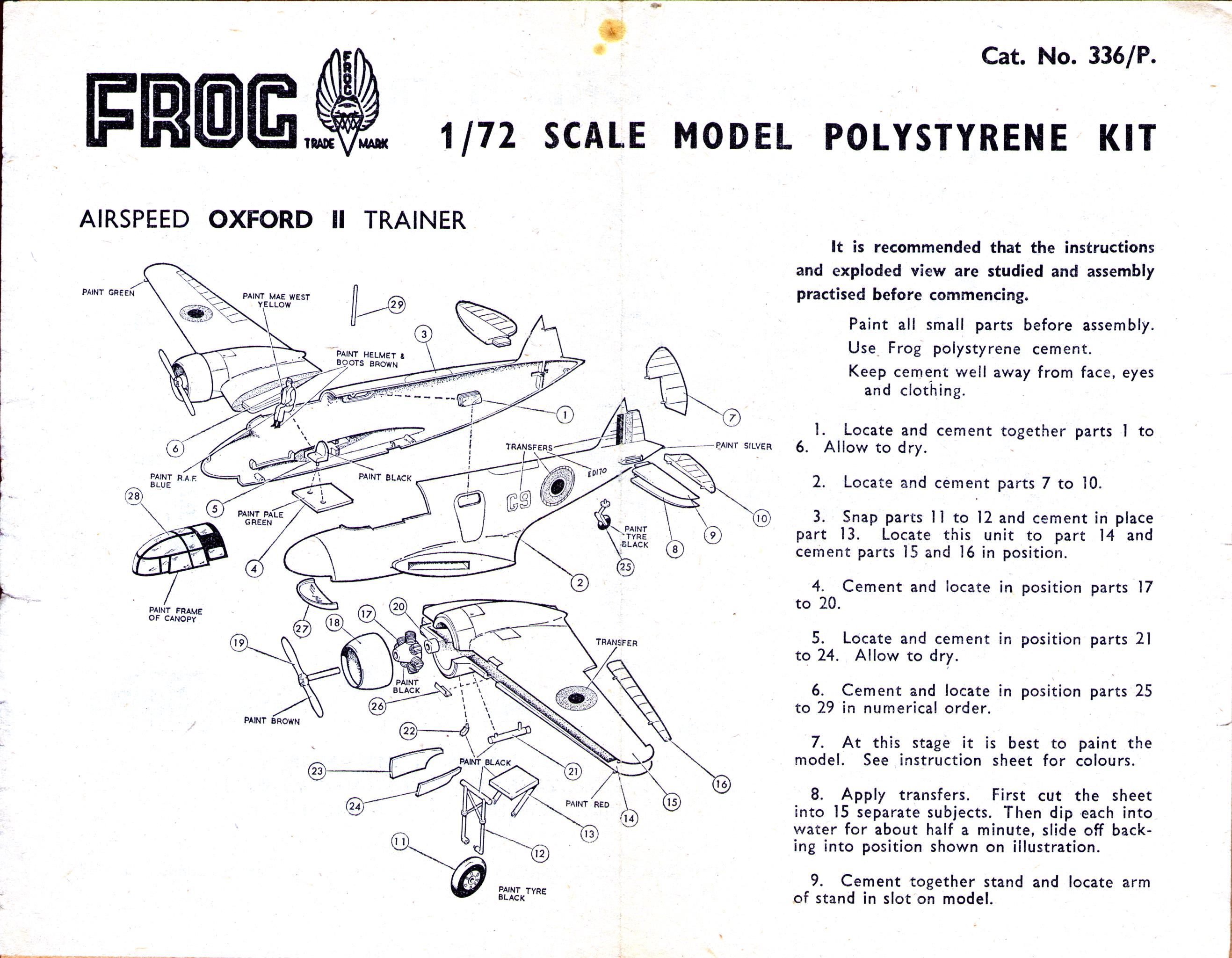 Инструкция по сборке FROG 336P Airspeed Oxford Mk.II Trainer, IMA 1963